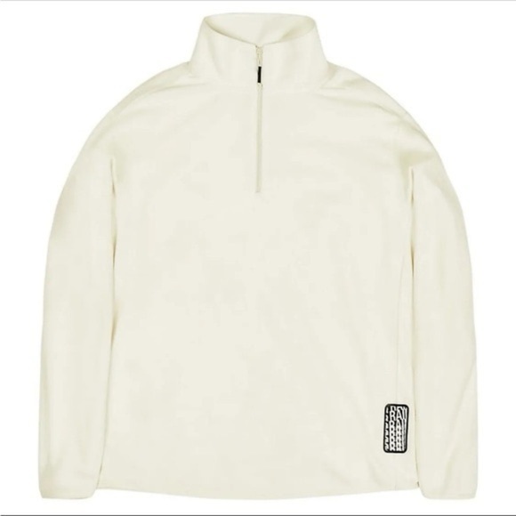 NWT Rains Thin Fleece Half Zip Pullover White/Cream Sweater Size Medium - Picture 1 of 8